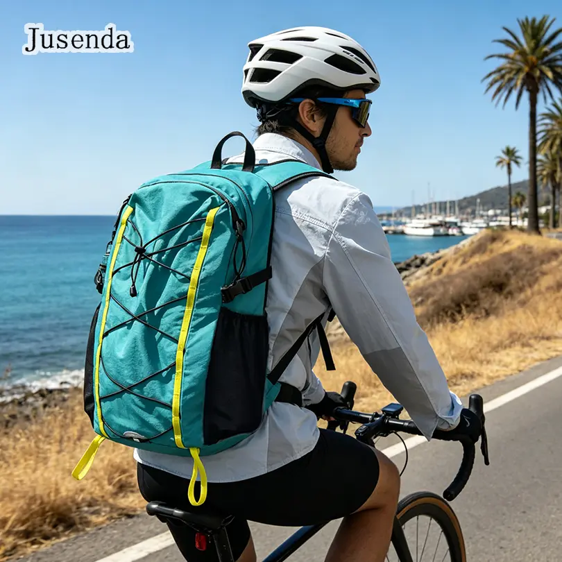 Jusenda 20L Green Lightweight Hiking Backpack - Flexible Waterproof Dry Bag with Hydration Compatibility, Dual Built-in Compartments, Stylish Active Camping Style Backpacks for Outdoor Day Use, Hiking Backpacks