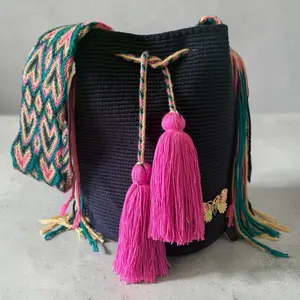 Shoulder bag Wayuu large unicolor tradicional crochet
