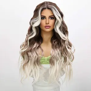 SMILCO/26-inch |  Ombre Brown Blonde  Highlight Bodyway hair  Lace Front Wigs | SM9041