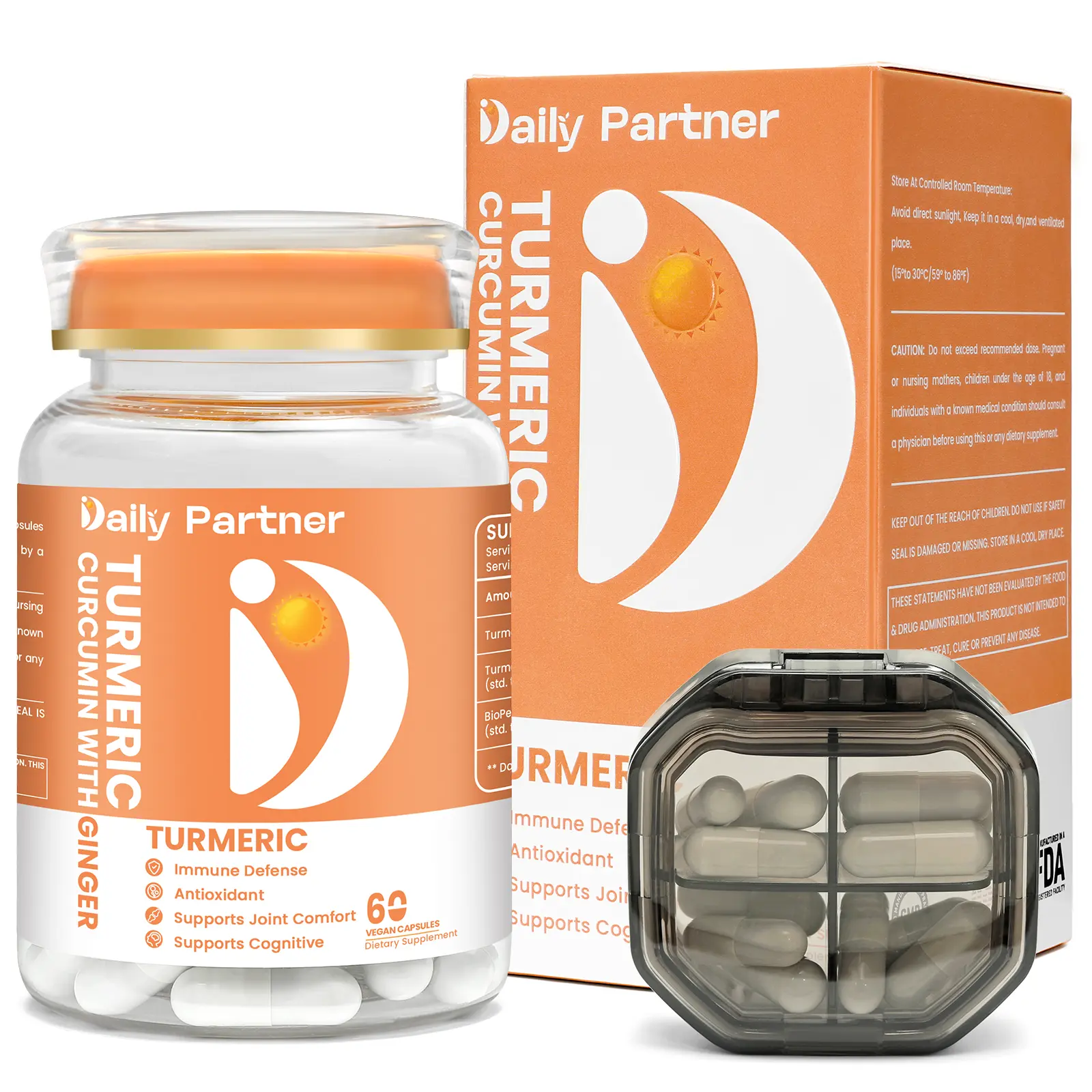Turmeric Curcumin Supplement with 95% Curcuminoids & Black Pepper Extract | Support Absorption for Joint, Immune & Anti Inflammatory Support, Tumeric Capsules, Natural Supplements, + Capsule Box Healthcare