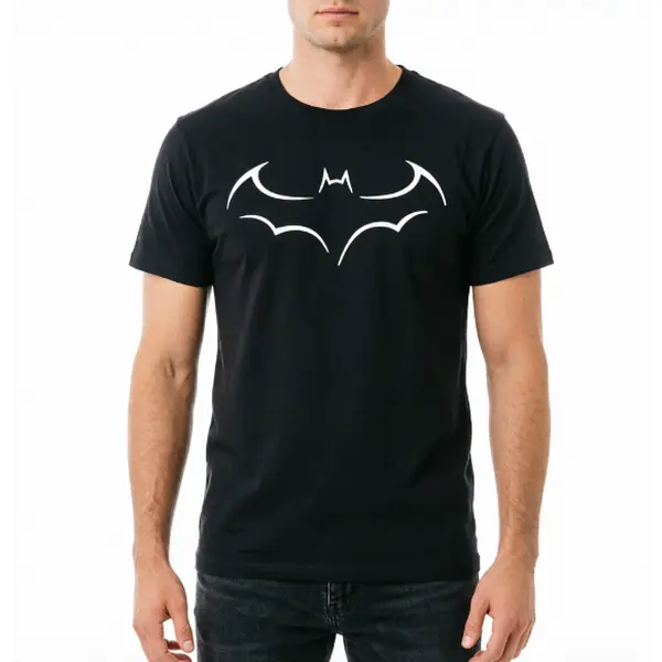 Men's Bat Graphic T-Shirt, Oversized Retro Cotton Streetwear Tee, Casual Round Neck Top for Summer Fashion