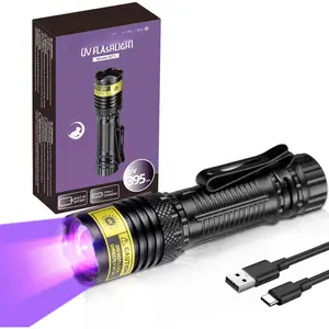 UV Flashlight 395nm Black Light, Mini but  Blacklight USB- C LED Rechargeable, Focusable Woods Lamp Water Resistant, Detector for Pet , Uranium Glass&Leak Detection, Curing