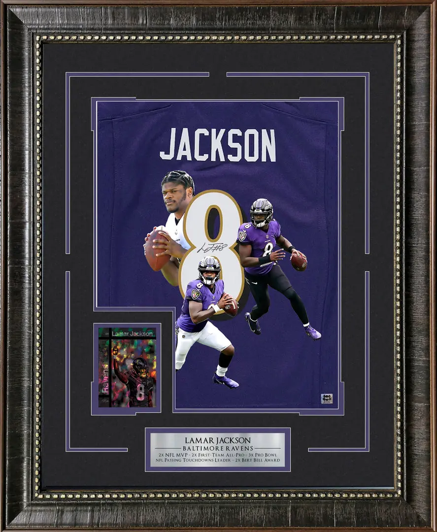 Lamar Jackson - Baltimore with Limited Silver Refractor Card NO FRAME