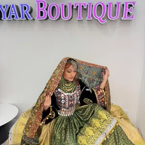 Sabz Malika Heritage Afghan Dress - Traditional Afghan Dress with Embroidered Details and Rich Colors