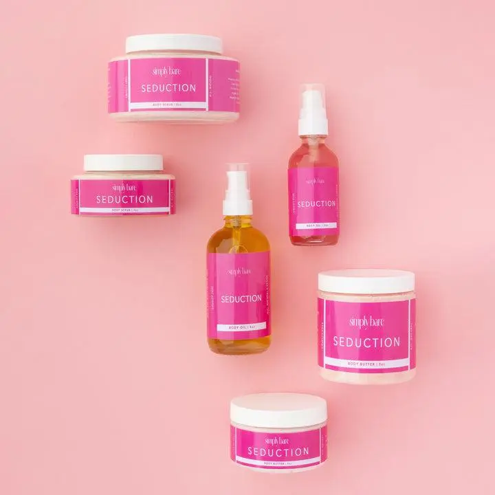 Simply Bare Seduction Body Care Bundle – Coconut, Honeydew, Strawberry & Pear Scent | Body Butter, Body Oil & Exfoliating Scrub for Soft, Hydrated, Glowing Skin