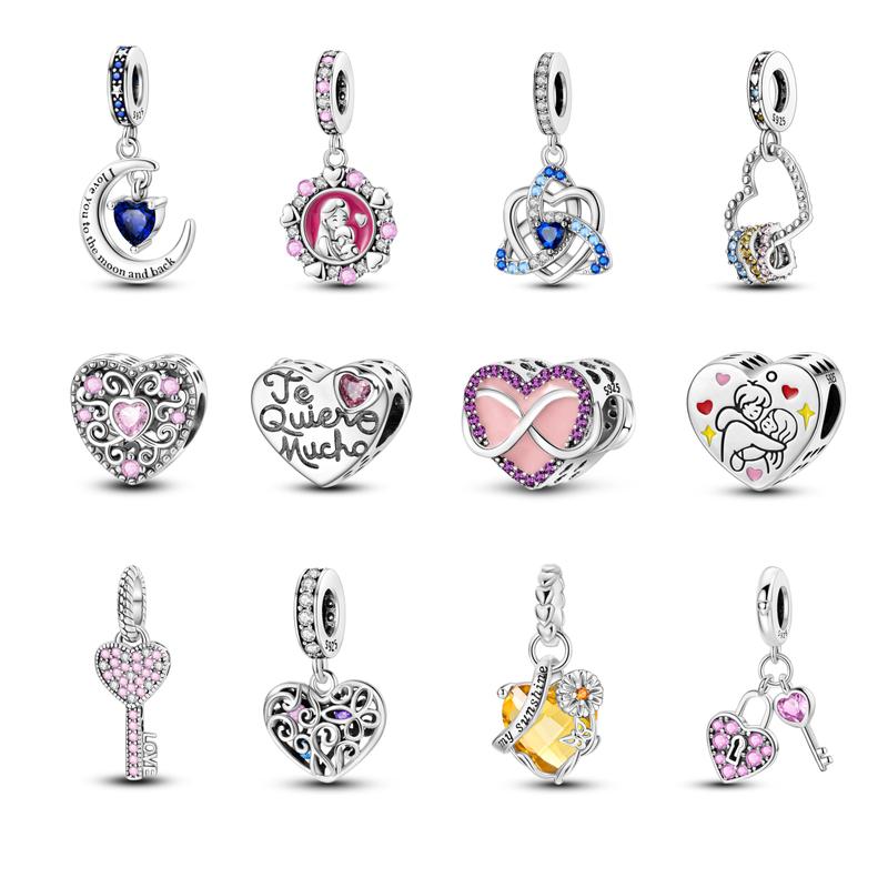 MULA Infinite Love Series Charms and Beads - 925 Silver and Zirconia Inlaid Heart Design, Suitable for Pandora Bracelet, Perfect Women's Gift, Showing Eternal Love and Romance