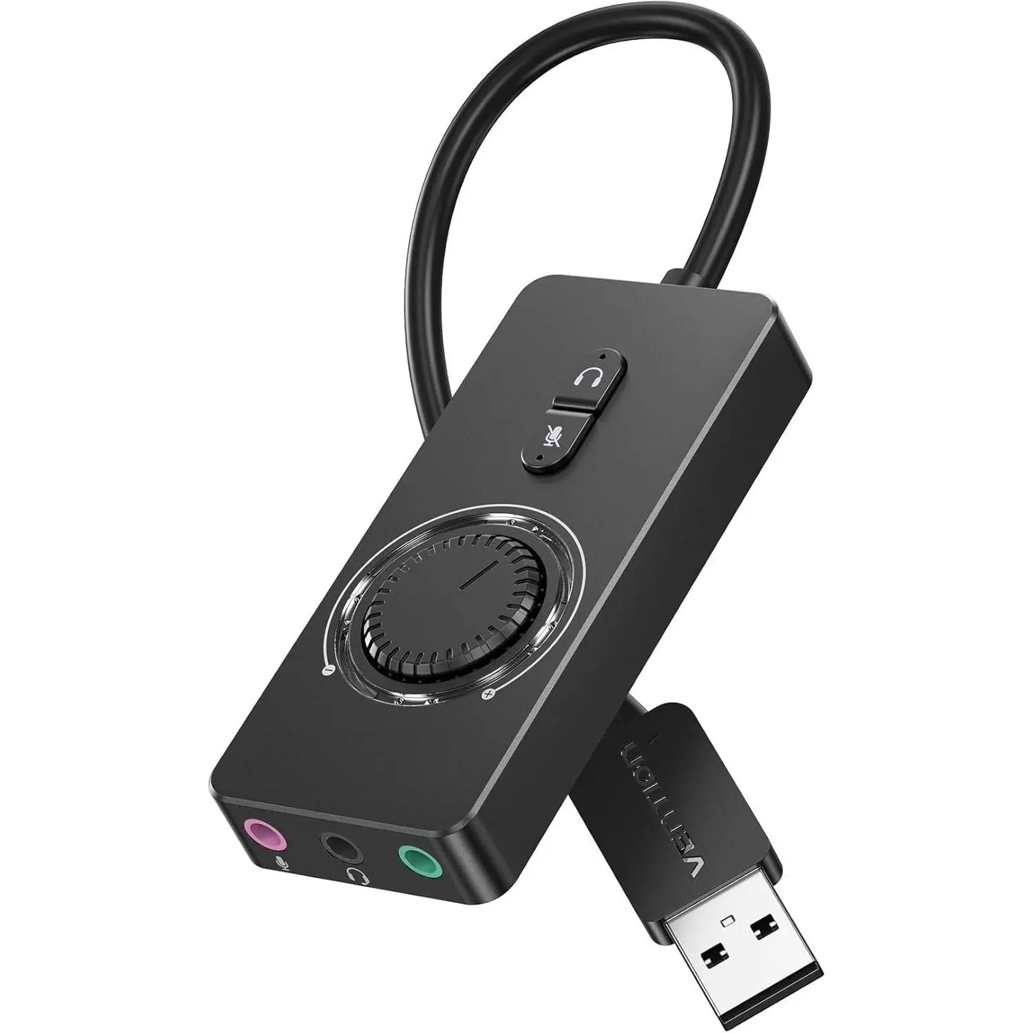 USB Sound Card, External Stereo Sound Card with Volume Control, USB to 3.5mm Jack Audio Adapter for Windows, , PC, Laptop, Desktop, Headset,  and More