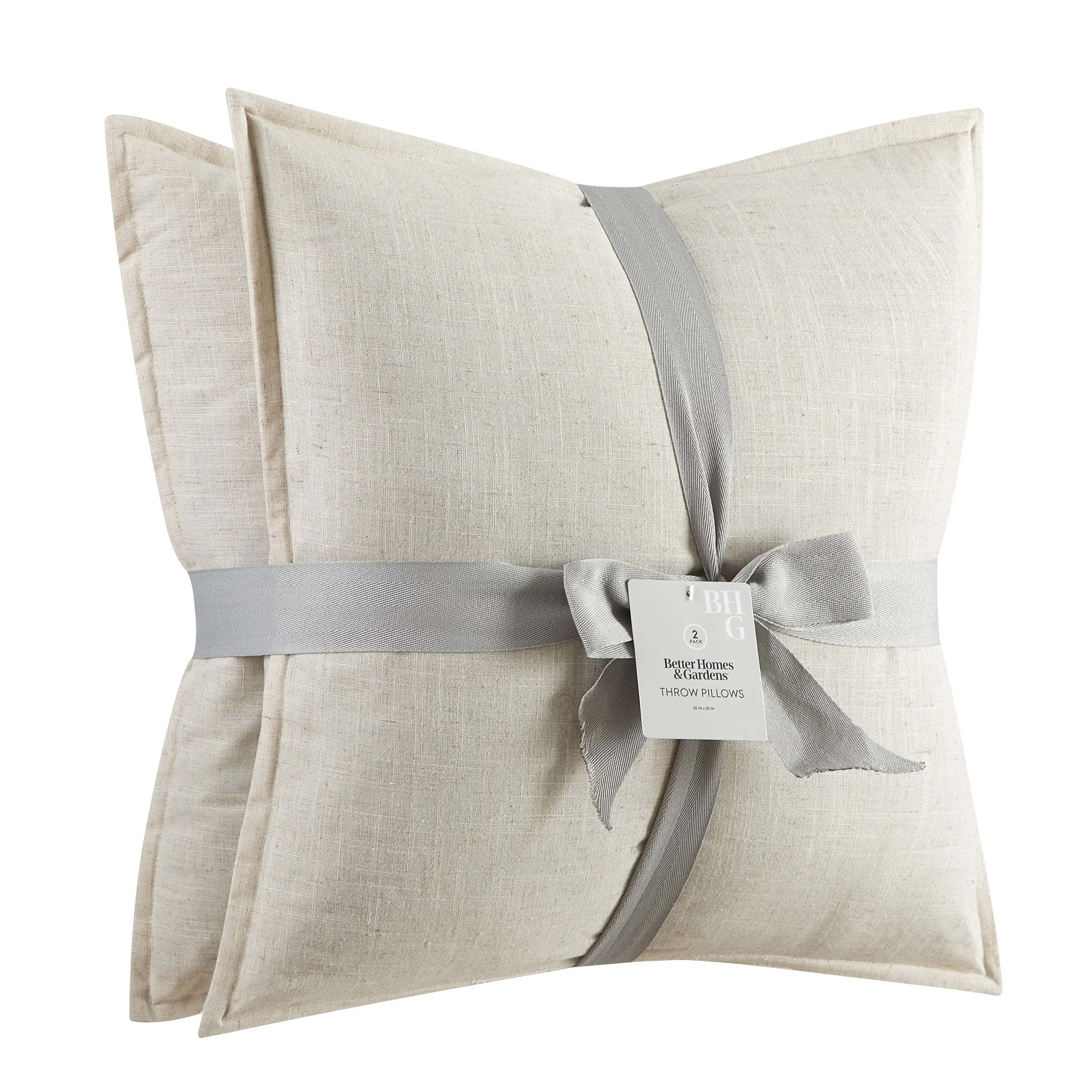 20"x20" 2-Pack Linen Decorative Pillows, Papyrus Beige