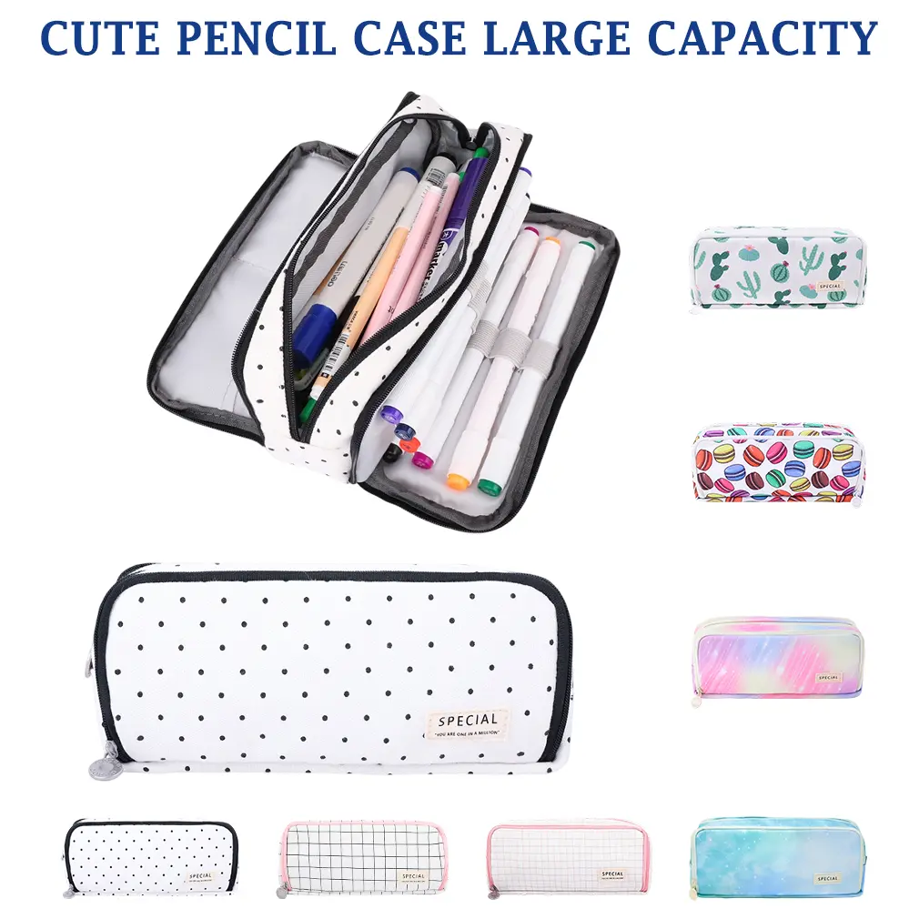 Large Capacity Pencil Case 3 Compartment Pouch Pen Bag for School Teen Girl Boy Men Women