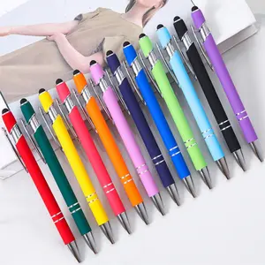 12 pcs Black Ink Ballpoint Pen 2-in-1 Stylus Retractable Metal Stylus Pens Metal Ballpoint Pens Soft Touch Click Metal Pen Gift for Friends, Colleagues, Coworker, Office, Family