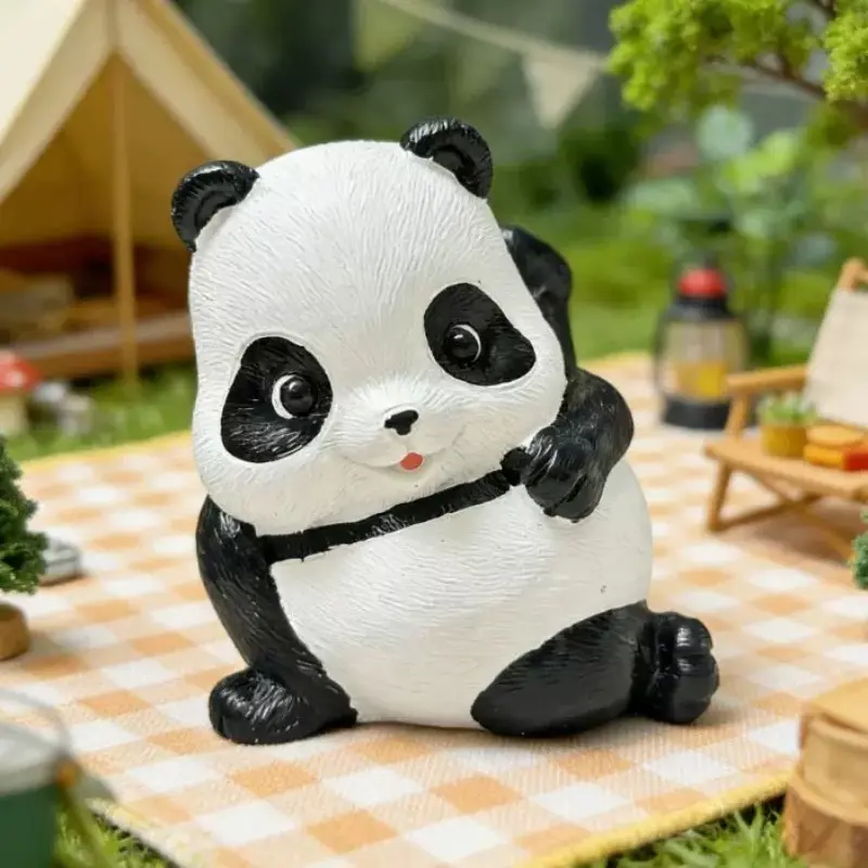 Cute Panda Figurine, National Trendy Design, Outdoor Garden Decor, Office Desk Ornament, Living Room Decoration, Home Soft Furnishings