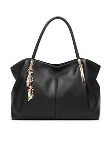 Women's Everything Tote Bag with Metal Cat Bag Charm Pendant, Casual Trendy Versatile High-quality Daily PU Leather Work Tote Bag, Girl Fashionable Everyday Bag, Handbag Tote Bag