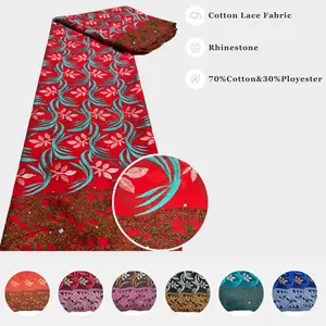 Wholesale Cotton African Lace Fabric 2024 High Quality Swiss Voile Lace Fabric Nigerian Dry Lace Fabrics With Stones Wedding Dresses
