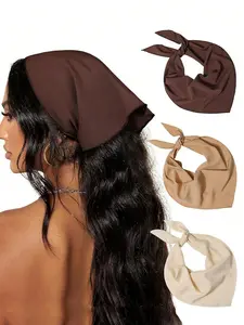 1pc Bohemian Solid Color Triangular Headband, Photo Prop & Sun Protection Bandanas Head Bandana Hair Scarf, Scarf Head Wrap