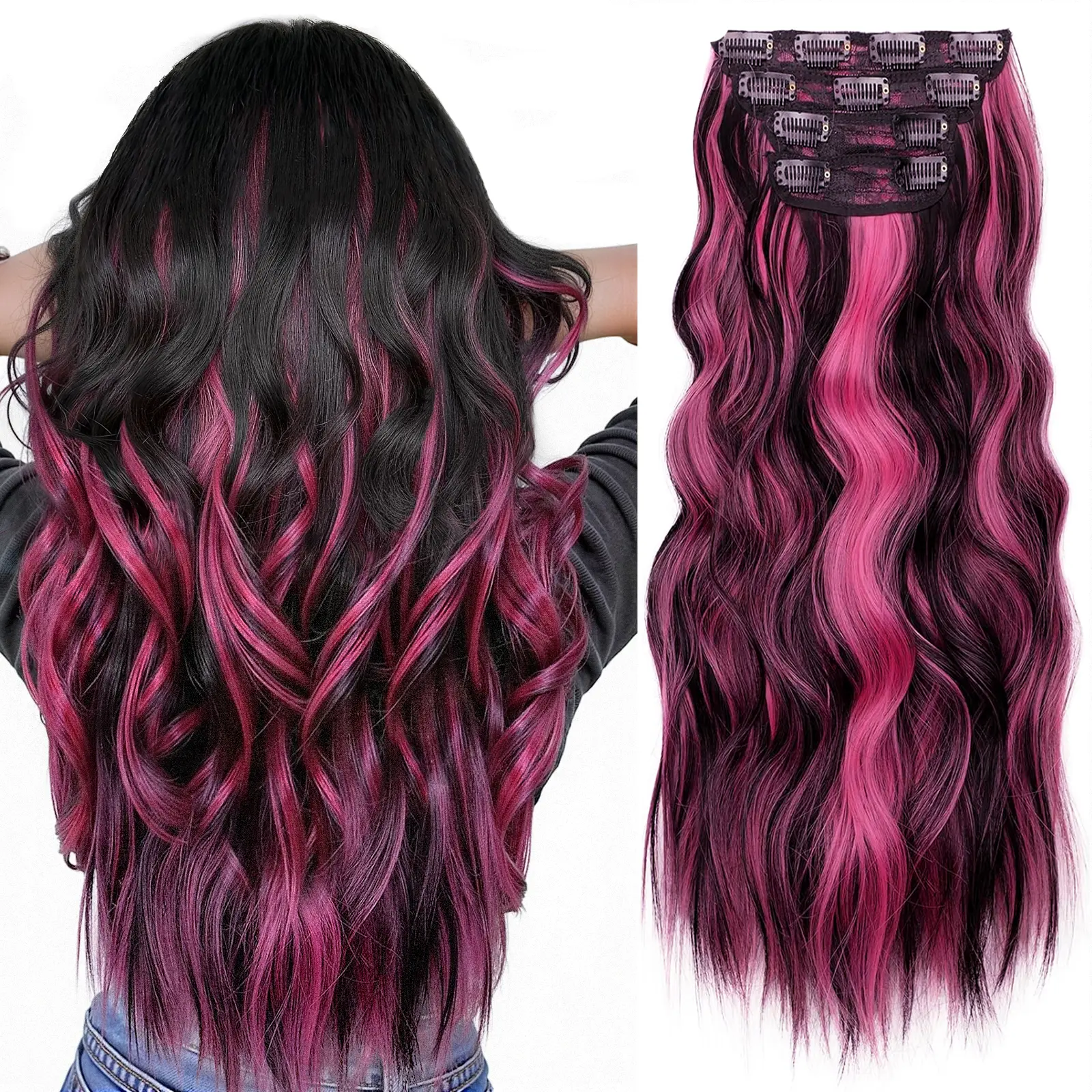 Black with Rose Pink Highlights