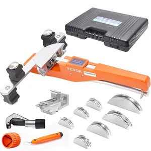 VEVOR Pipe Tube Bender, TikTokShopBlackFriday, 1/4"-7/8" O.D. Ratcheting Tubing Bender, 90° Forward/Reverse Pipes Bending Tools with 7 Dies and Pipe Cutter for HVAC Air Conditioning Refrigerator Repair