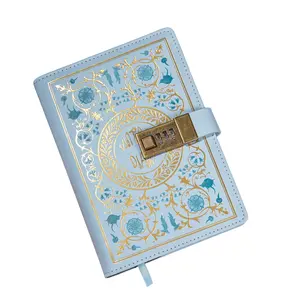 Locked Diary for Women, Vintage Flower Journal with Combination Lock B6 Writing Secret Notebook for Girls, Refillable Ruled Lined Paper (Light Blue)