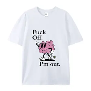 Retro cartoon brain-shaped print short-sleeved T-shirt