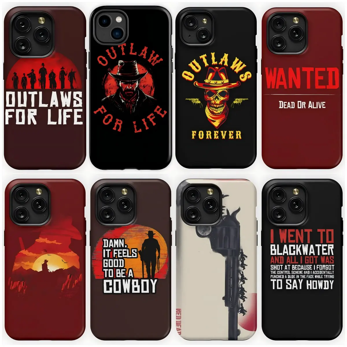 Reds Dead Redemptions Game Phone Case For iPhone 17 16 15 14 13 12 11 Pro Max Plus Samsung S25-S21 Plus ULTRA Hard Back with Soft TPU Frame Shockproof Protective Shell Gift Idea For Halloween Thanksgiving Christmas Dual-Layer Hard Shell