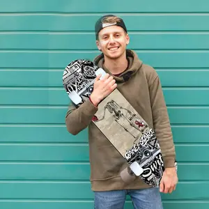 31x8 Inch Complete Skateboard 7-Layer Canadian Maple Wood Double Kick Concave Deck Standard Street Trick Skateboard for Beginners Kids Youth Outdoor Cruising Stunt Board