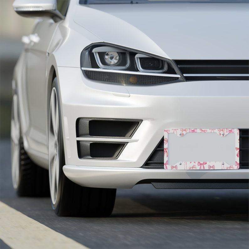 Coquette bow License Plate Frame Pink Bows Metal License Frame Summer Spring Car Accessories Driver Gen Z Fun Girlcore Girly Pink Lover Glam