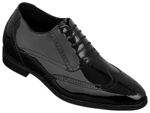 CALTO - S1015 - 3 Inches Taller (Black) - Patent Leather Dress Oxford
