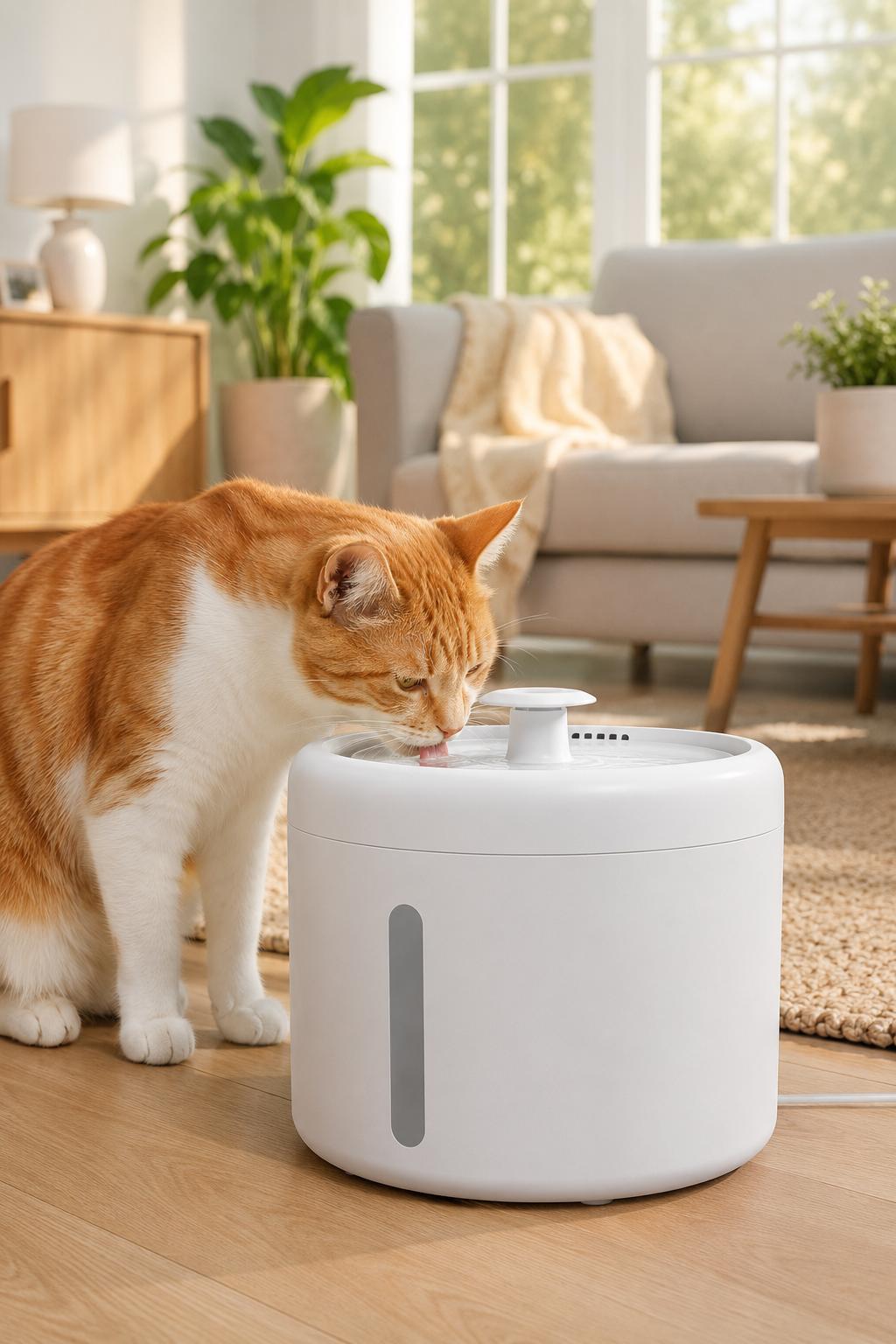 Smart Pet Water Fountain, 2L Circulating Flowing Water Dispenser with 4-Stage RAM Filtration, Silent Pump, Stainless Steel Tray, Spill-Proof Bowl, Hydration Boost Pet Feeding Accessory for Cats & Dogs