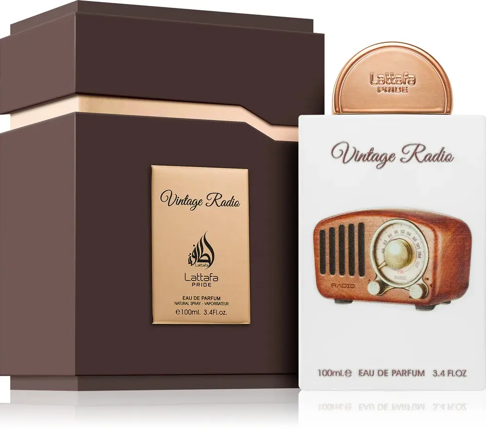 Lattafa Pride Vintage Radio Oriental Unisex Eau de Parfum Spray - 3.4 oz/100 ml Bottle, Sandalwood & Amberwood Notes, Nostalgic Earthy Woody Scent, Lavender Unisex Fragrance