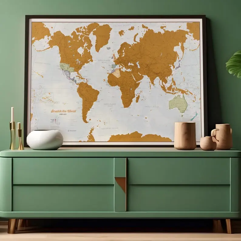 Scratch off Map Poster - Most Detailed World Map, gift for him, gift for her, travel gift, gift, wall hanging, travel map
