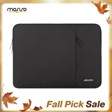 MOSISO 13-17.3 Inch PU Leather Laptop Sleeve Case with Zip, Padded Interior, Front Pocket Bag, Slim Lightweight Design - 13.58x0.79x10.04 Inches Business Accessory for MacBook Air/Pro, HP, Dell, ASUS, Lenovo (Black), Work/School, 13-13.3 Inch Laptops