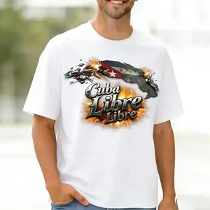 Viva Cuba Libre Shirt White T Shirt Showcasing Cuban Flag Design for Men and Women