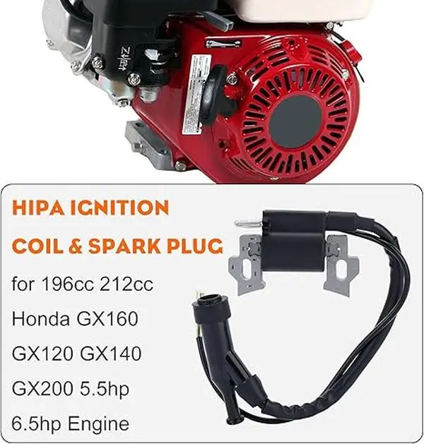 No Rev Limit Ignition Coil Replacement for Predator 212CC 224CC Hemi Engine, Honda GX120 GX140 GX160 GX200 5HP‑6.5HP, Coleman BT200X CT200U CT200U‑EX 196CC Mini Bike Go Kart, OEM 30500‑ZE1‑073