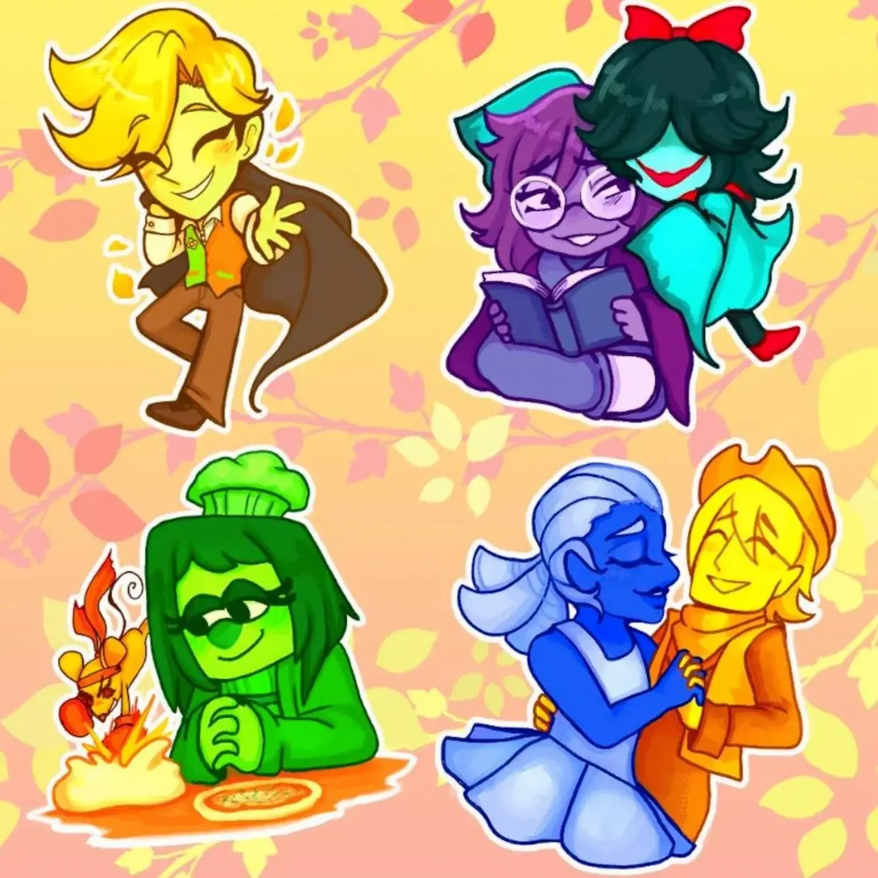 4 ops Deltarune Flowers Glitter Stickers