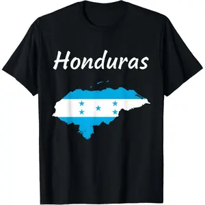 100% Cotton Honduras National Flag Map Silhouette T-Shirt