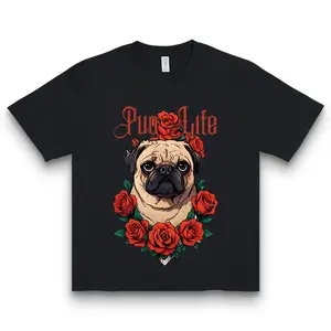 Pug life shirt funny rose crown pug graphic tattoo style dog lover streetwear casual tee