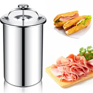Ham Maker Meat Press Tool, Sandwich Lunch Meat Press Maker, Deli Meat Press Ham Press Maker Lunch Meat Press Tool with Thermometers Stainless Steel Meat Press Cooker Wire Handle