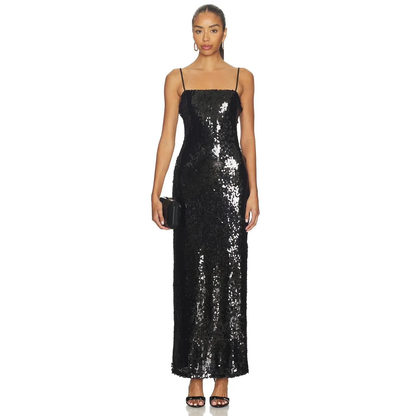 SNDYS Tori Sequin Maxi Dress in Black