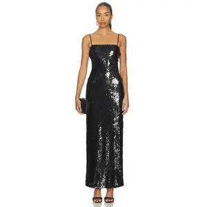 SNDYS Tori Sequin Maxi Dress in Black