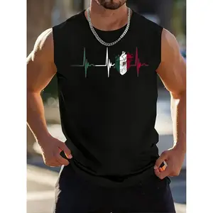men's fashion heartbeat mexico flag vests