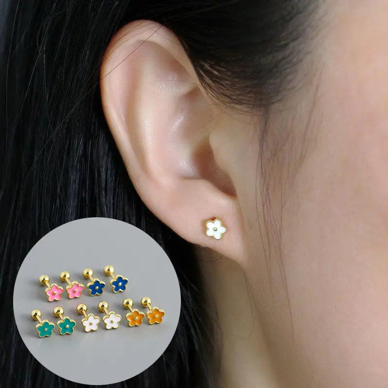 Elegant Faux Stud Earrings Flower Faux Dangle Earrings Hypoallergenic Stainless Steel Screw Back Earrings For Summe For Daily Party Clothing Decor Trendy All-match dealsforyoudays
