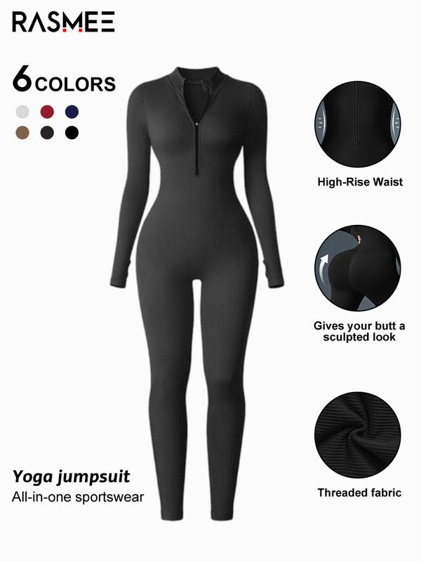 RASMEE Ladies' 3 Piece Slim Fit Sports Jumpsuit with Tight Waist Design Unique Tailoring Pure Color Indoor Outdoor Wear Fashionable Sportswear for Gyms and Sports Activities Fitness Outfit Stretchable Activewear