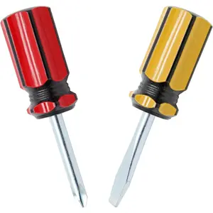 2 count Short Phillips  and Flathead Screwdrivers, Stubby   Set, Small Pocket , Mini Slotted  for Door Handles Furniture DIY