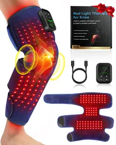 Red Light Therapy Pad for Knee and Calf with Heat & Massage, 5000mAh Cord-Free Controller with 100 Red&Infrared Lights, Adjustable 3 Light Levels/3 Vibration/Pulse Mode/Timer for Knee Leg Arm (Blue)