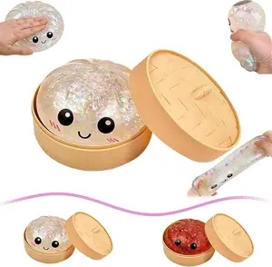 Glitter Dumpling Squishy Mystery ,3.15 inches in diameter,2026 Upgraded Dumplings Squishes for Adults Teens Squeeze Easter Basket Stuffers & Stocking Stuff Smiling