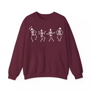 Dancing Skeleton Halloween Party Sweatshirt, Funny Halloween Sweater For Women, Classic Styles for Everyone, Ultimate Comfort, Cool Colors