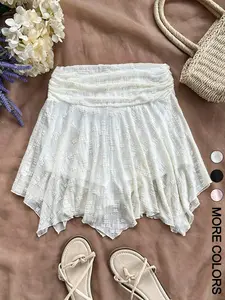 Women's Plain Asymmetrical Hem Skirt, Casual  Short Skirt for Summer, Fashion Women's Skirt for Beach Holiday