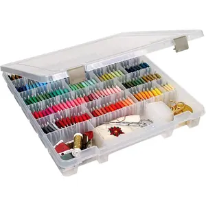 9101AB Super Satchel Slim with Removable Dividers, Art & Craft Organizer Plastic Storage Case, Clear with Divided Compartments