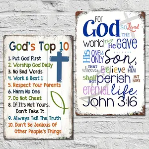 2-piece set of "God is a Lover of Man" sign - John 3:16 Bible Verse Wall Decor, Christian Religious Art 'The Message of Love' - Heavy-duty Aluminum for Church, Home, Bible Study Decoration - Easy-to-hang Sermon Decor - Spiritual Gift for Christians, Catho