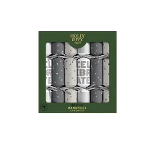12" Holly & Ivy Silver Celebrate Dots Festive Christmas Party Crackers - 12 Pc.
