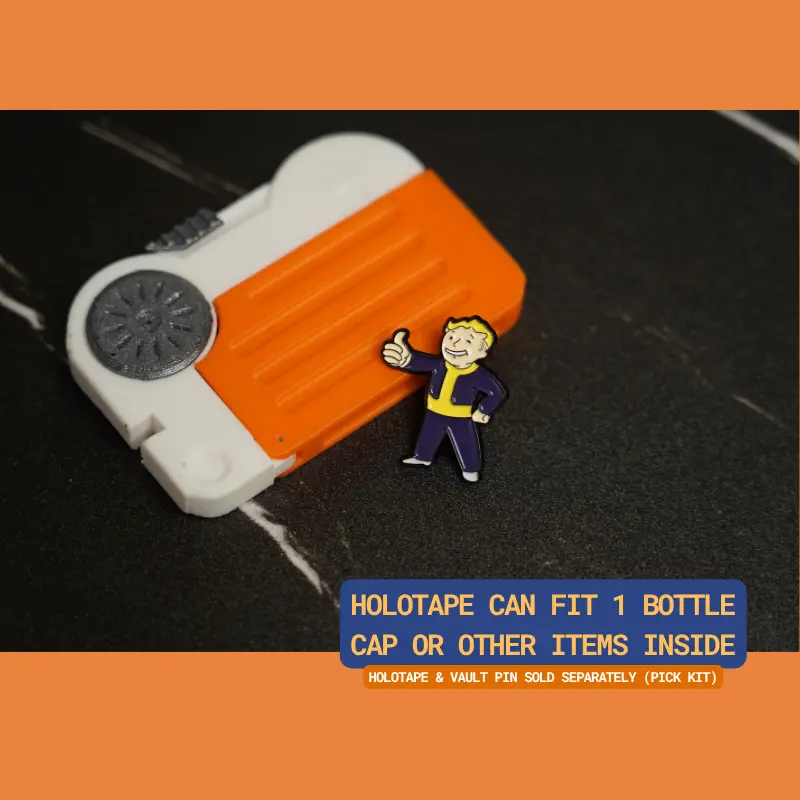 Interactive Holotapes - Handmade Durable Storage for Bottle Caps SD Cards & More Compatible with PipBoys Perfect for Cosplay Collectibles